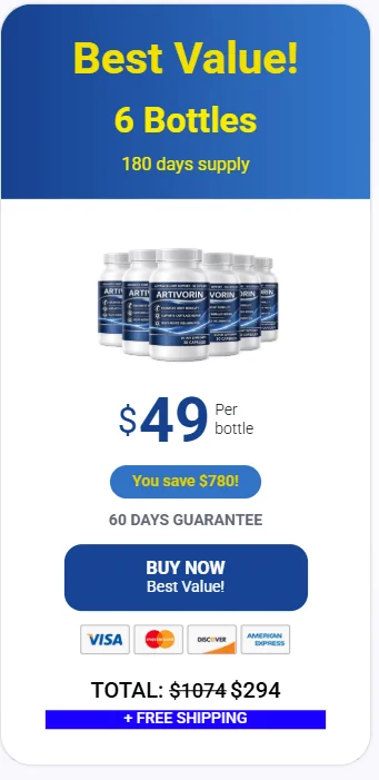 Artivorin 6 bottle best value package 180 day supply